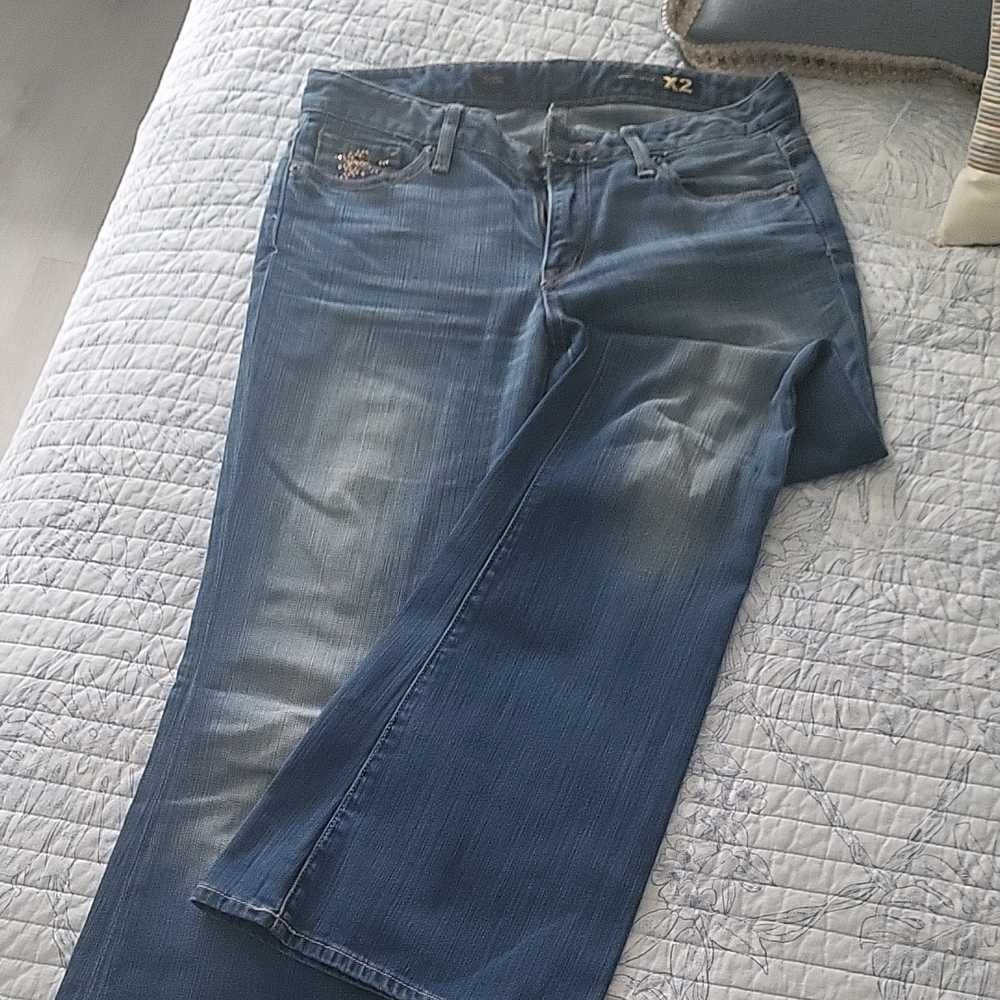 Express Blue Flare Wide Leg Denim